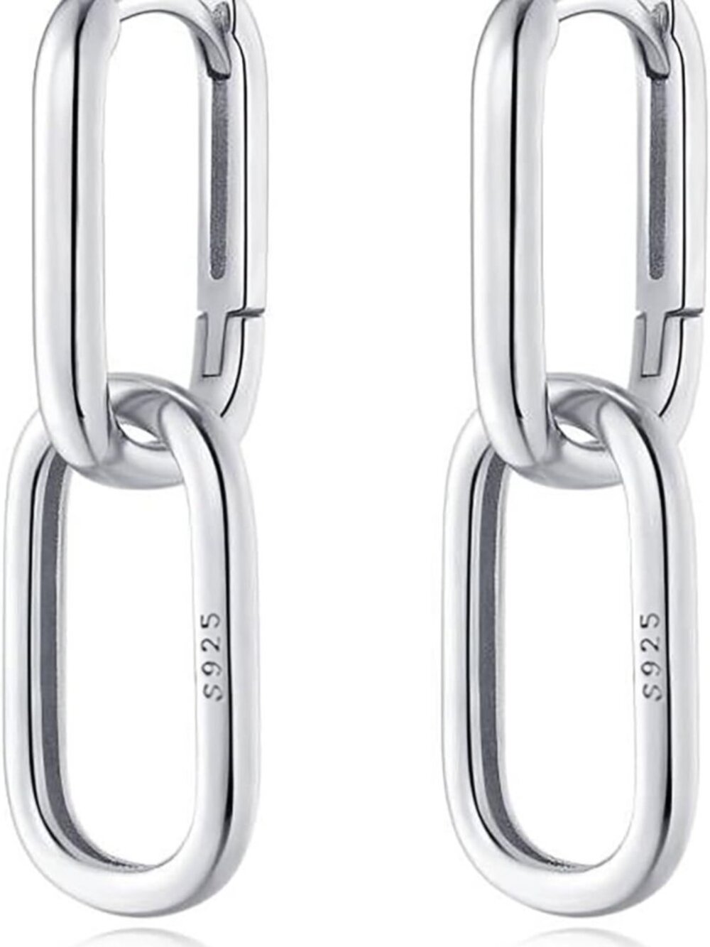 Sterling Silver 925 Link Chain Hoop Earrings for Women & Teens - Minimalist